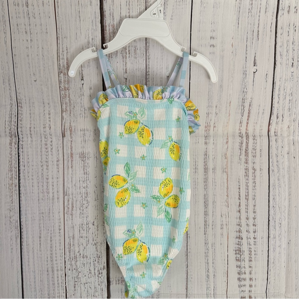 Wippette girls lemon swimsuit with crossed back size 4T